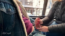 Footjob Blowjob and sloppy Handjob in a public bus :PP